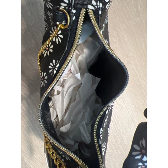 NWT Jessica Simpson Girls Floral Crescent Shoulder Bag Black - Picture 4 of 5